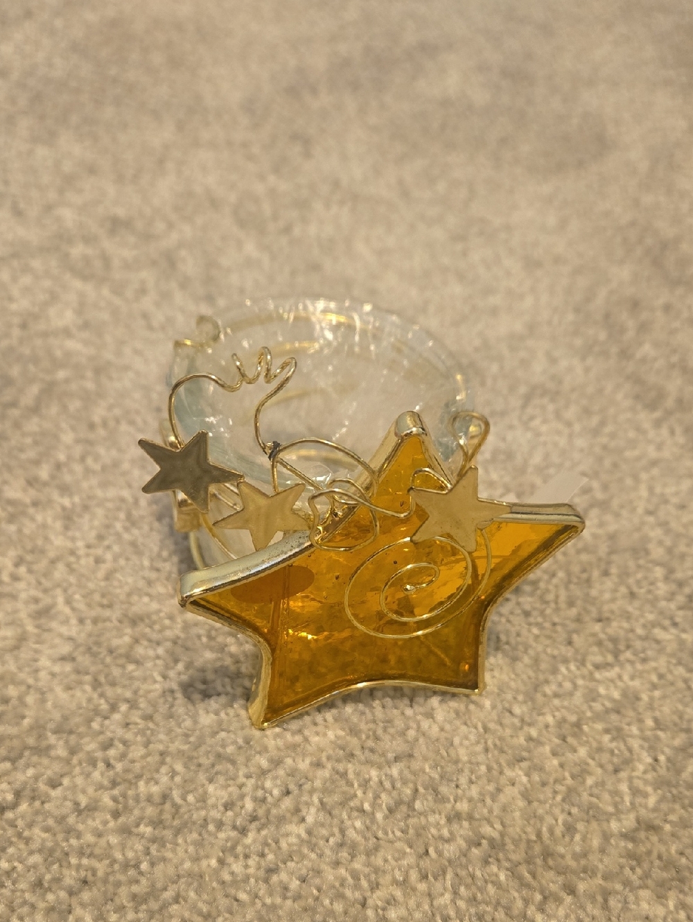 Gold Stained Glass And Metal Star Candle Holder